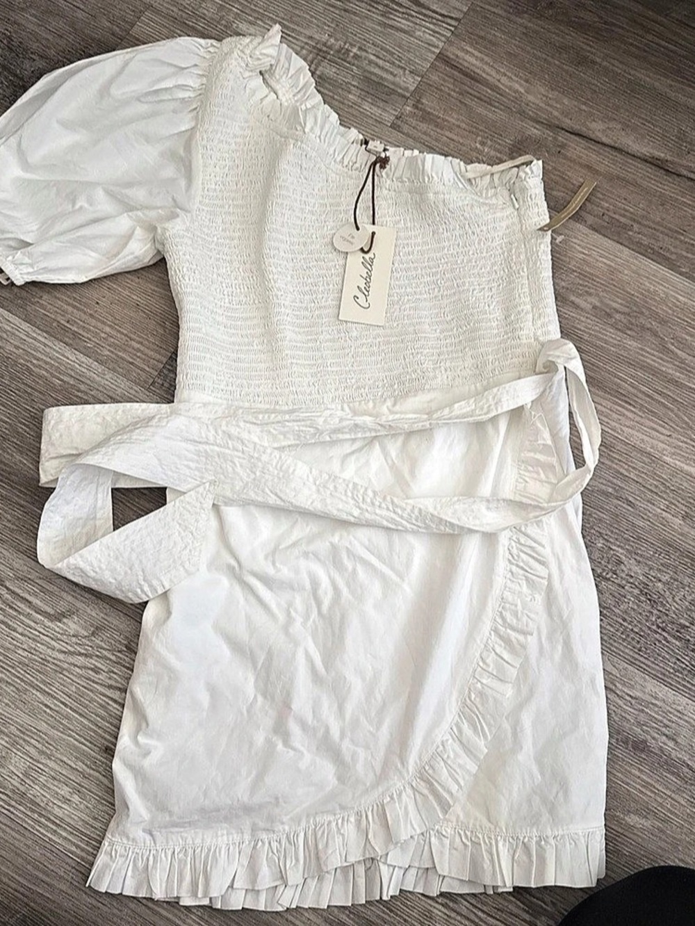 Cleobella Smocked Ruffle White Top Size Medium